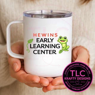 Hewins Early Learning Center 12oz Travel Mug – Frog School Spirit Mug