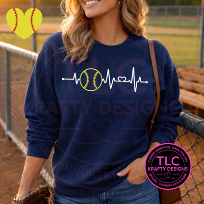 Softball Mom Shirt & Sweatshirt – Softball Heartbeat Graphic Tee