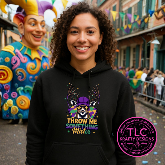 Throw Me Something, Mister Hoodie – Mardi Gras Graphic Sweatshirt