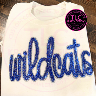 Wildcats Sparkle XL Sequin Patch – Blue & Silver Spirit Patch