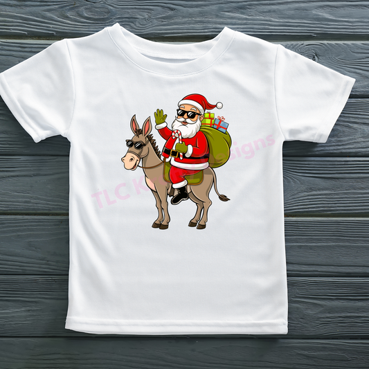 Santa Rides a Donkey Christmas T-Shirt