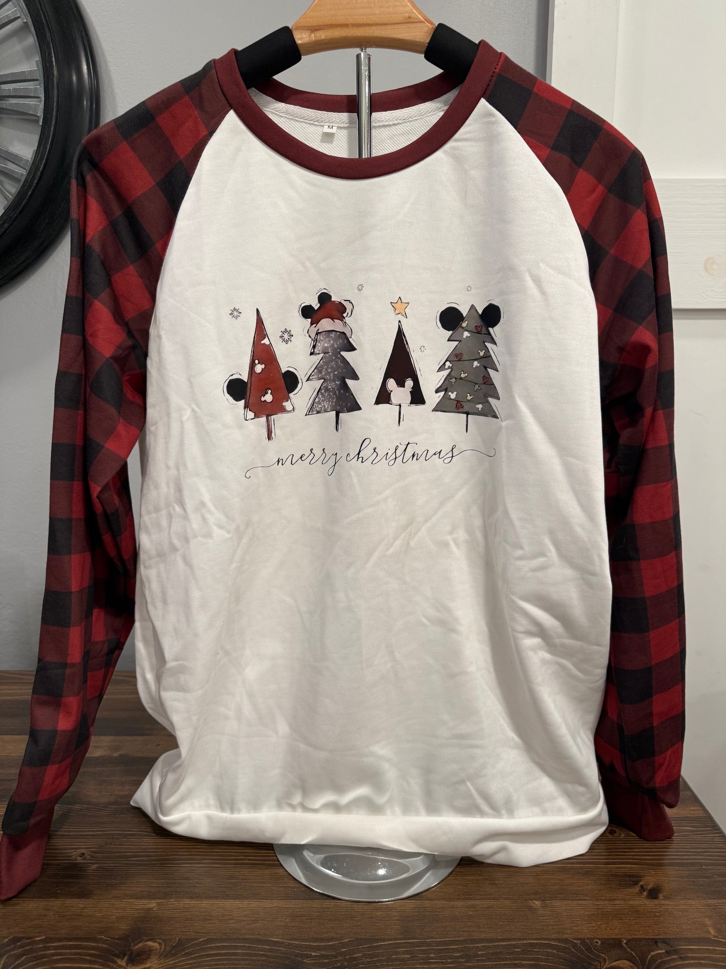 Buffalo Plaid Christmas Trees Raglan – Last Chance