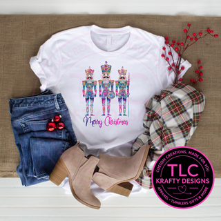 Colorful Pattern Nutcracker Christmas T-Shirt – Festive Holiday Short or Long Sleeve Tee CK