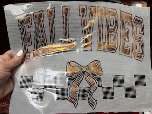 Fall Vibes” Spangle Design with Bow – Gold, Bronze & Black