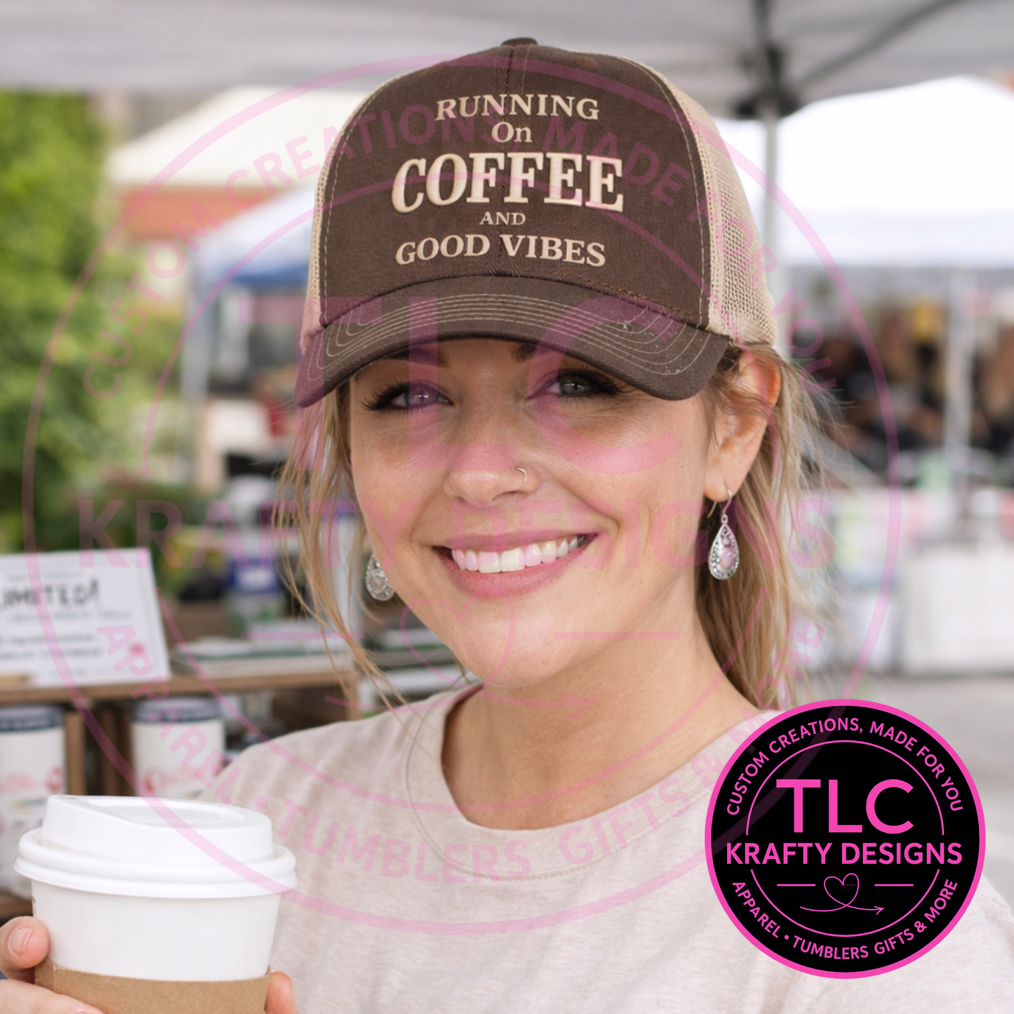 Running on Coffee and Good Vibes Embroidered Hat