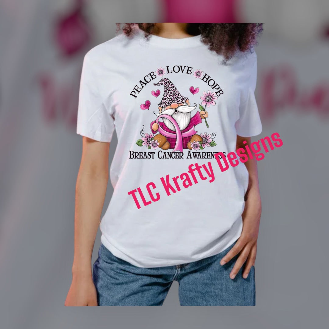 Peace, Love Hope Breast Cancer Awareness T-Shirt