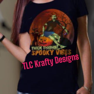 Thick Thighs and Spooky Vibes (Haunted Moon Design) unisex T-Shirt