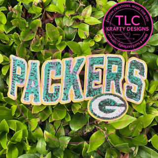 PREORDER XL Green Bay Football Sequin Patch – Sporty Iron-On / Sew-On Applique CK