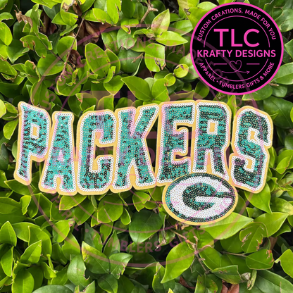 PREORDER XL Green Bay Football Sequin Patch – Sporty Iron-On / Sew-On Applique CK