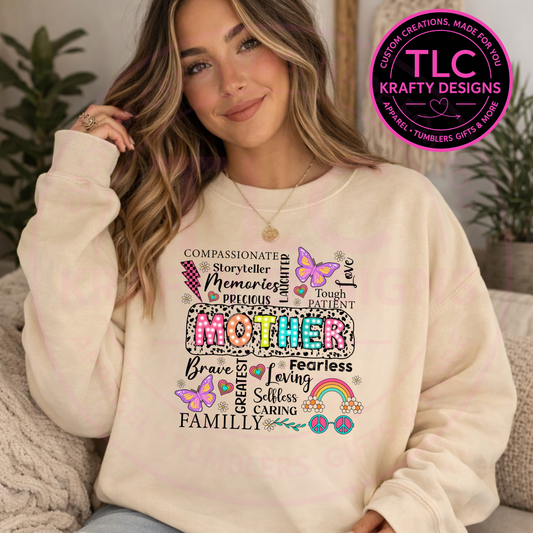 Mother Word Art Design - Colorful Family Love Apparel