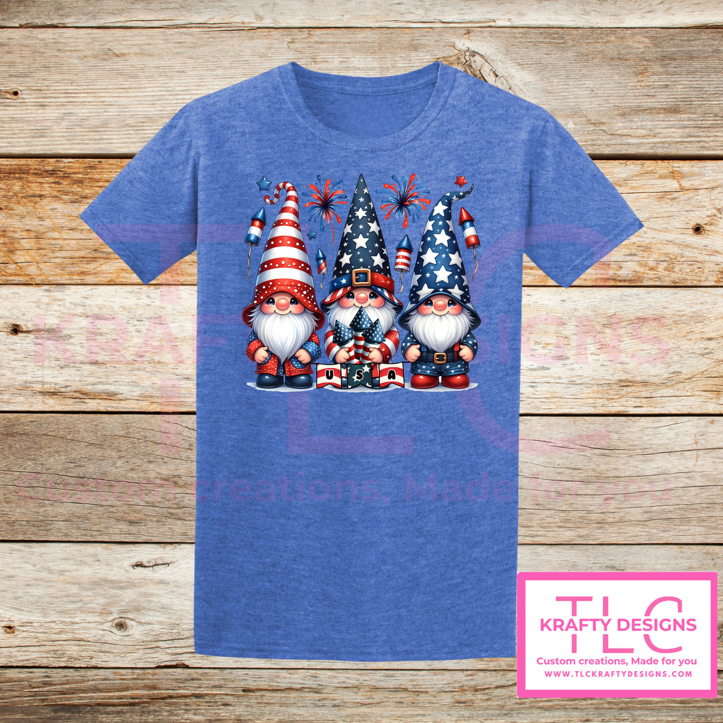 USA Banner Gnome Trio Design – Patriotic Summer Apparel