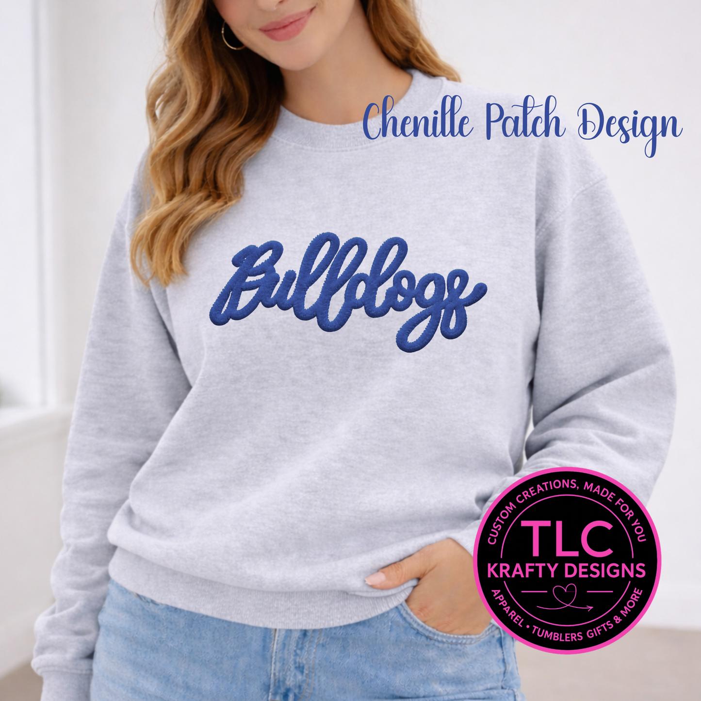 PREORDER Blue Bulldogs Fuzzy Patch, Chenille Style Patch, Custom Team Patch, Fluffy Patch