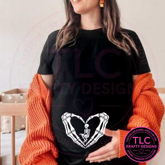 Maternity Halloween Sweatshirt - White Skeleton Hands Design