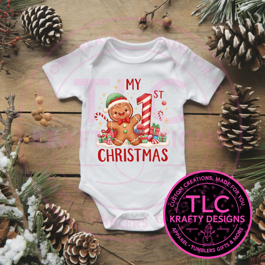 Cheery Gingerbread Man Christmas Onesie - Cute My First Christmas Onesie CK