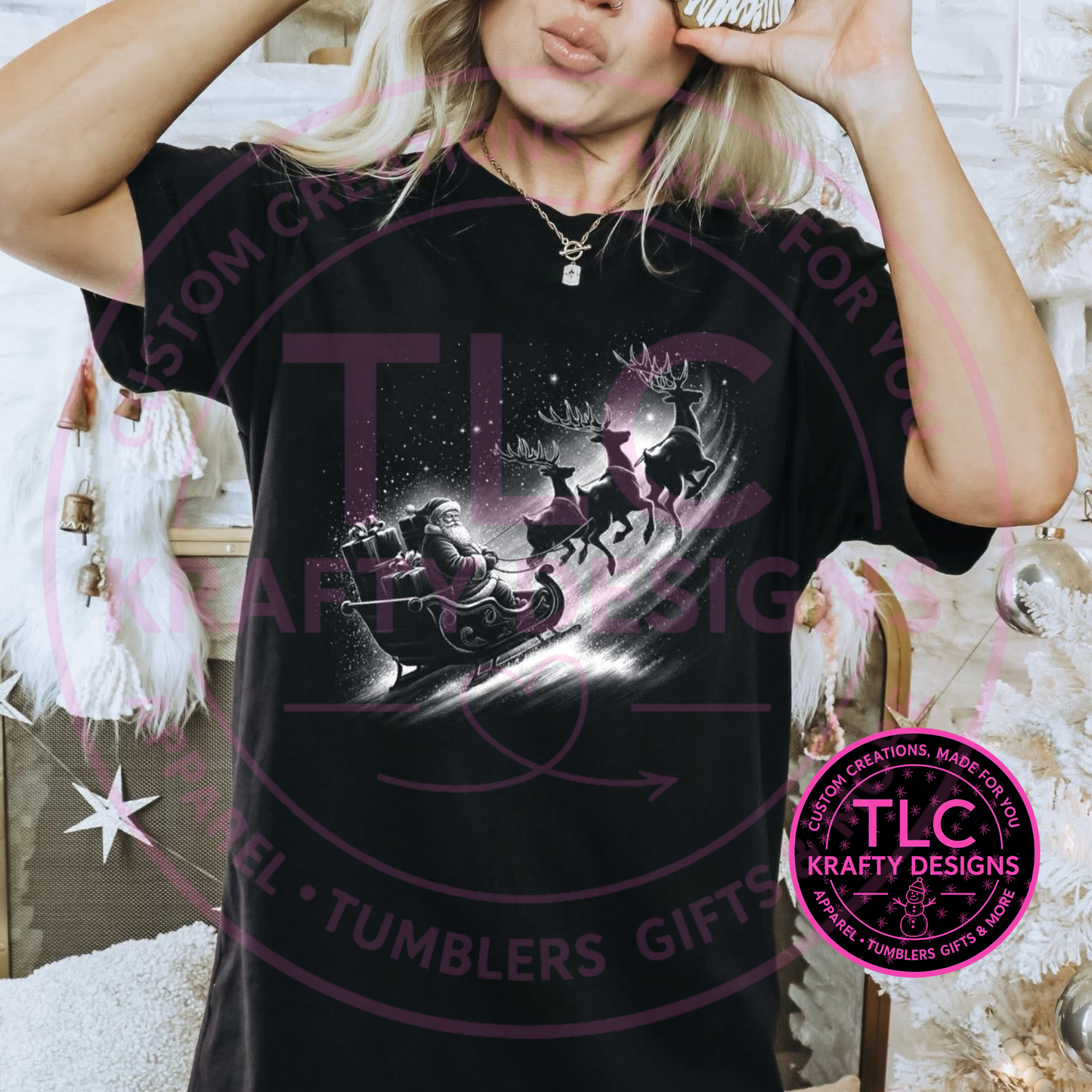 Vintage Sleigh Scene T-Shirt - Classic Christmas Long or Short Sleeve Tee CK