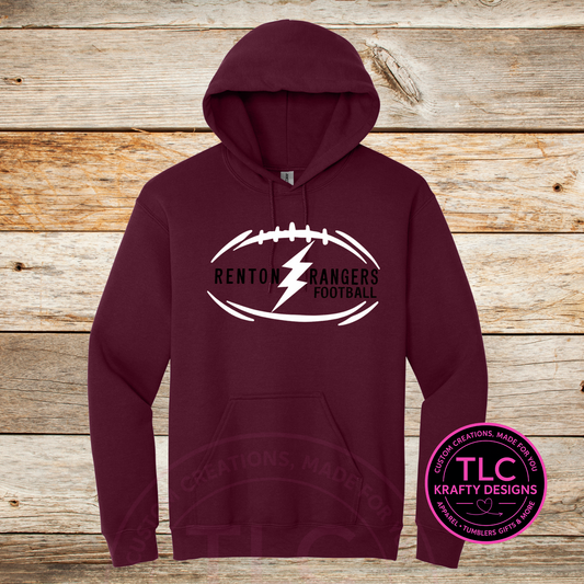 Renton Rangers Football White Lightning Bolt Sweatshirt - Custom Team Spirit Wear