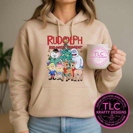 Classic Rudolph Crew Sweatshirt - Nostalgic Christmas Crew Neck or Hoodie CK