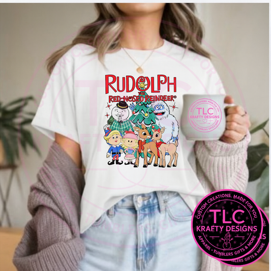 Classic Rudolph Crew T-Shirt - Nostalgic Christmas Long or Short Sleeve Tee CK