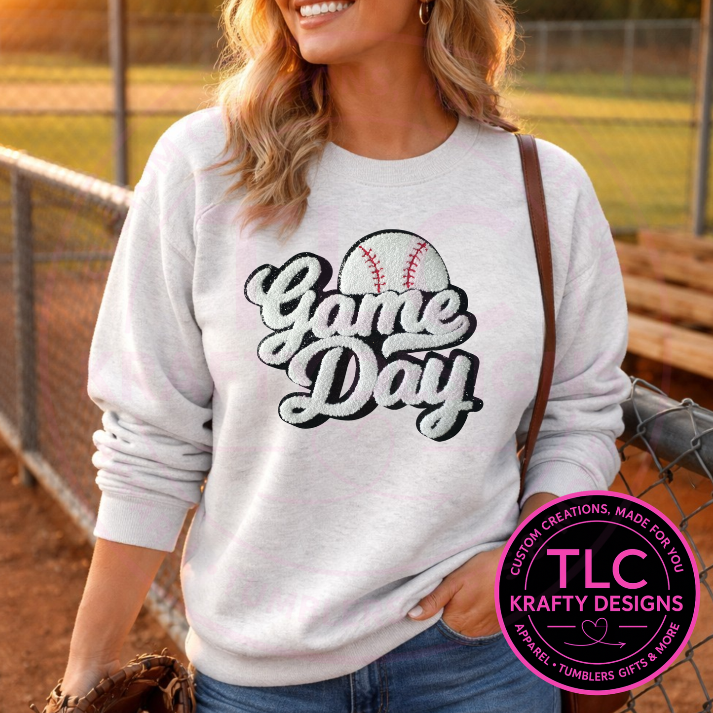 Game Day Chenille Patch Sweatshirt, Baseball Game Day Sweatshirt, Sports Mom Sweatshirt
