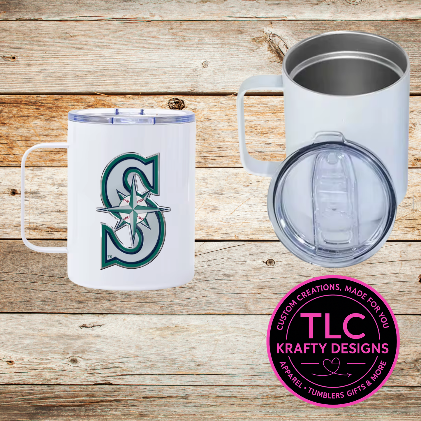 Seattle Baseball "S" Mug - 12oz Travel Mug With Lid CK