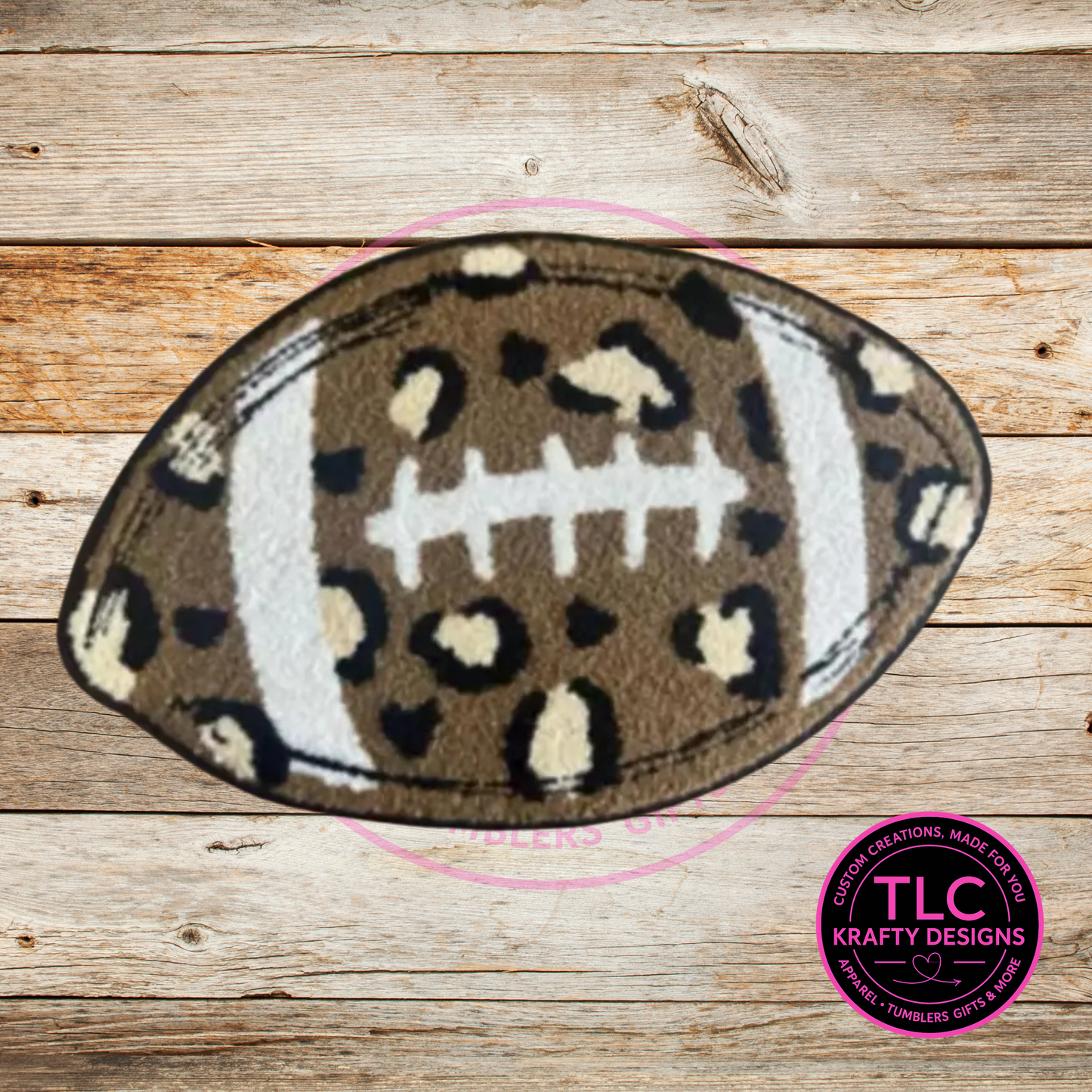 Leopard Print Football Chenille Patch – Sporty Iron-On / Sew-On Appliqué CK