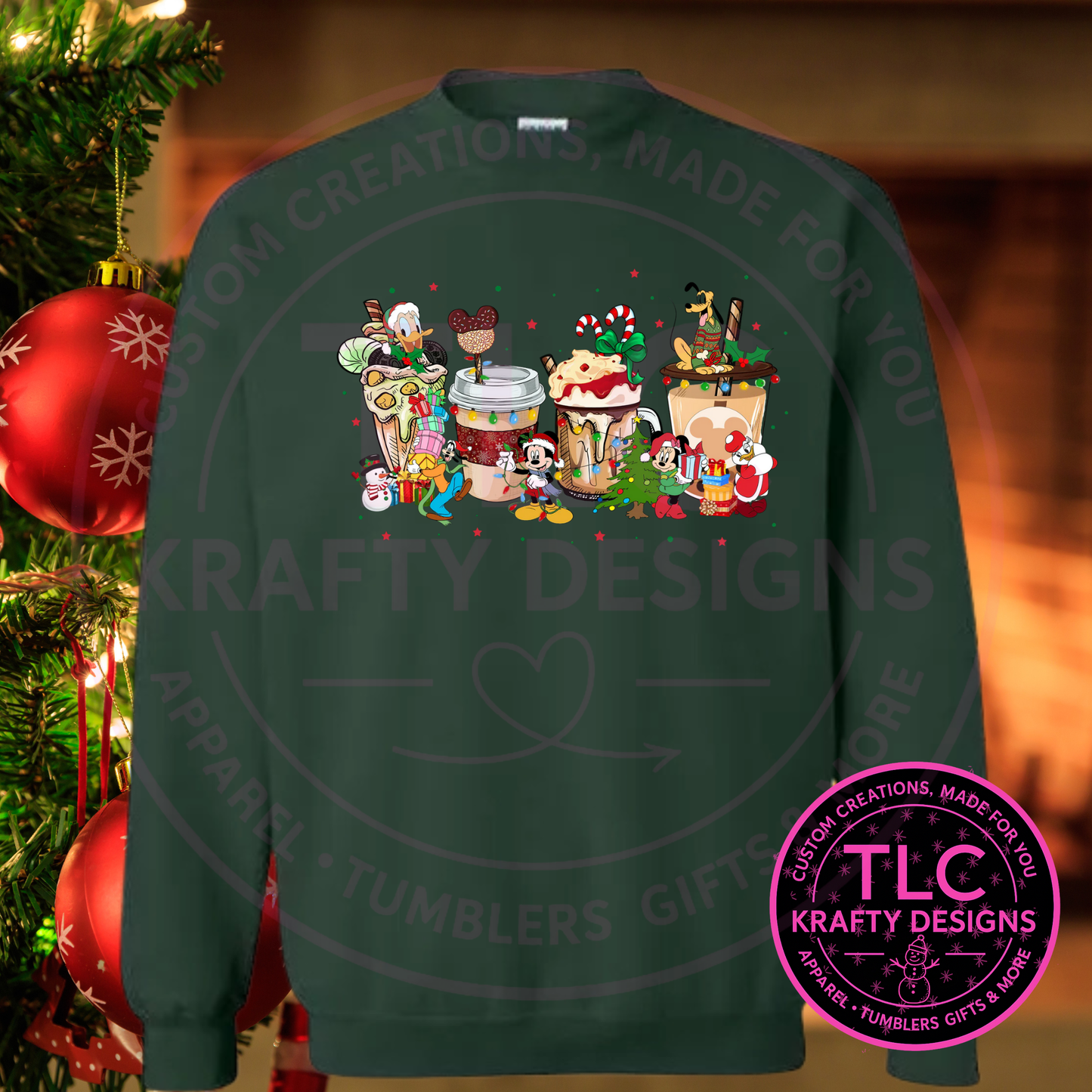 Mickey and Friends Christmas Coffee Sweatshirt - Festive Christmas Crew Neck or Hoodie CK