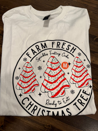 Farm Fresh Christmas Tree Cakes T-Shirt - Festive Christmas Long or Short Sleeve Tee CK