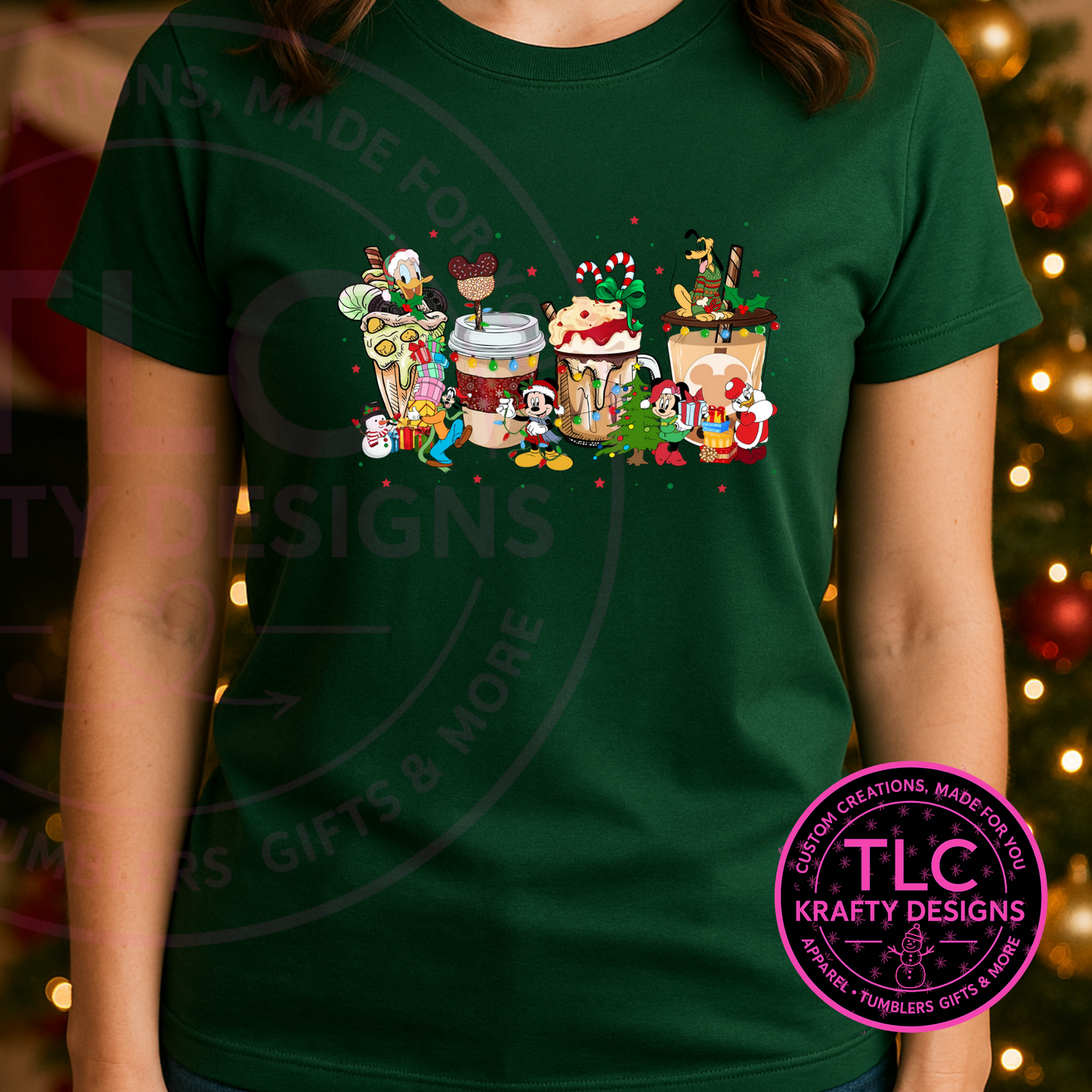 Mickey and Friends Christmas Coffee T-Shirt - Festive Christmas Long or Short Sleeve Tee CK