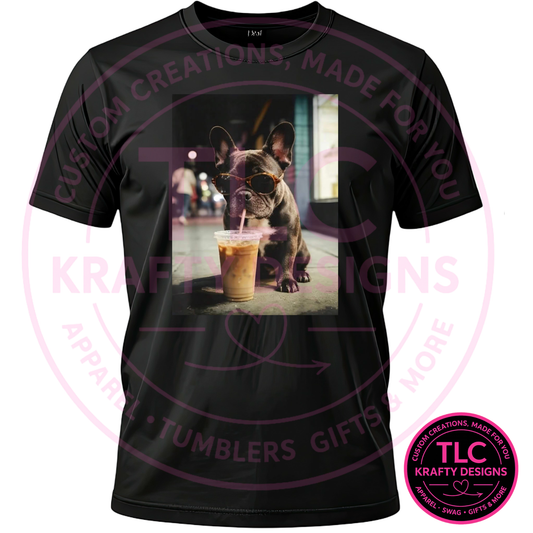 French Bulldog Iced Coffee Shirt or Sweatshirt – Funny Coffee Lover Dog Graphic
