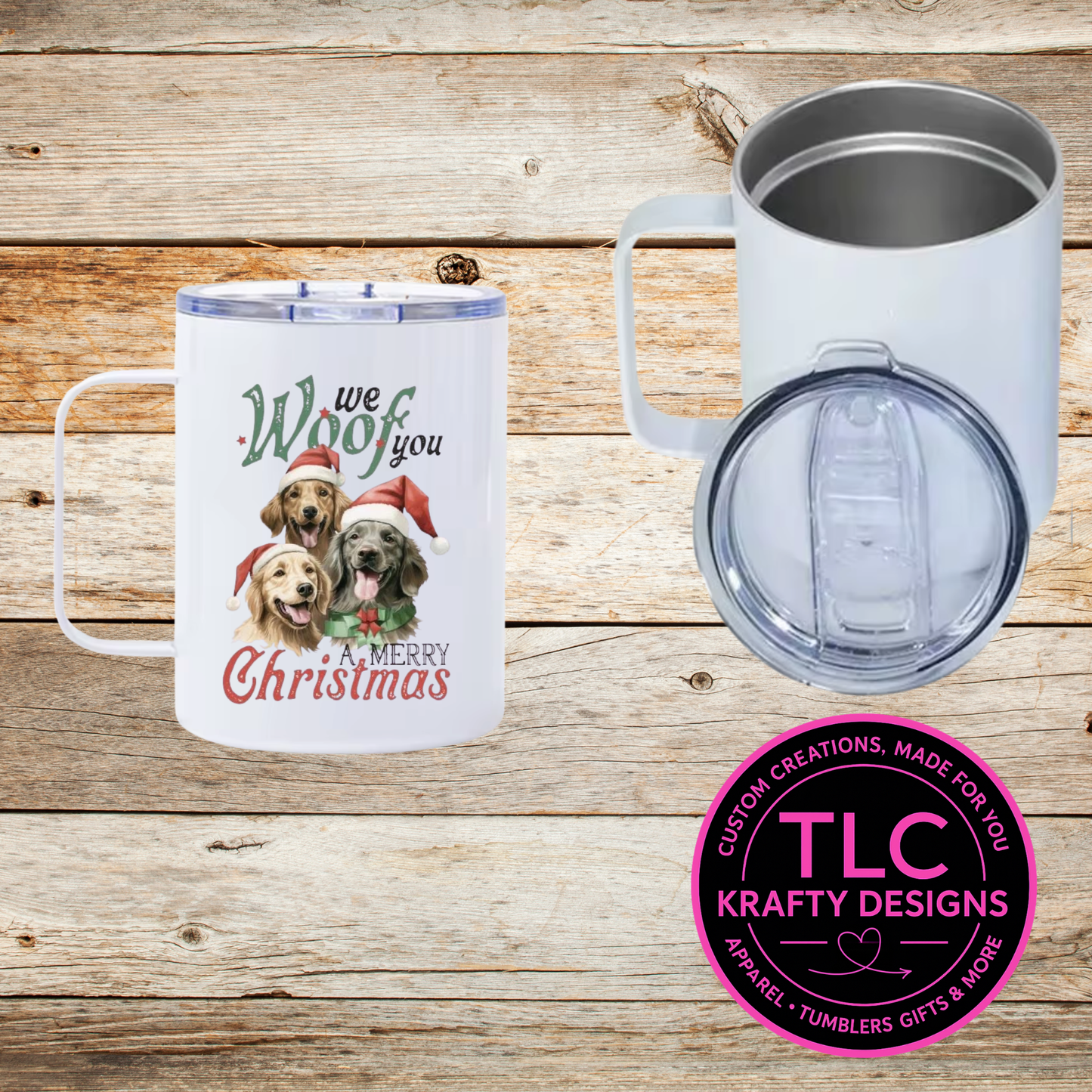 Woof You a Merry Christmas Mug - 12oz Travel Mug With Lid CK