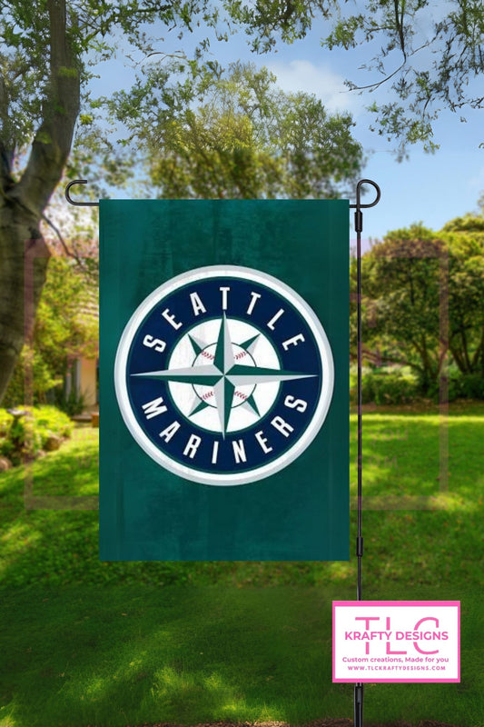 Seattle Baseball Garden Flag – Teal Logo Design
