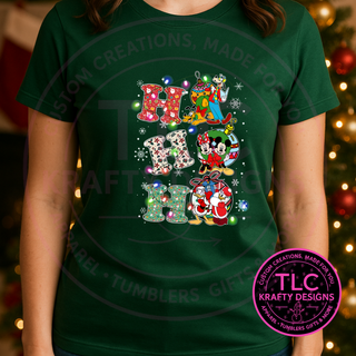 Mickey and Friends Ho Ho Ho T-Shirt - Festive Christmas Long or Short Sleeve Tee CK