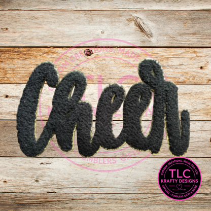 XL Cheer Chenille Patch Black – Spirit Wear Iron-On / Sew-On Appliqué CK