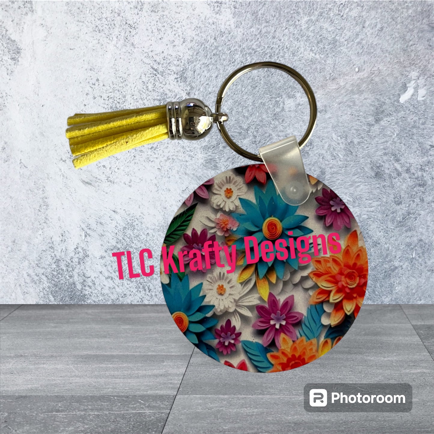 Bright Colorful Daisy Keychain with Tassel