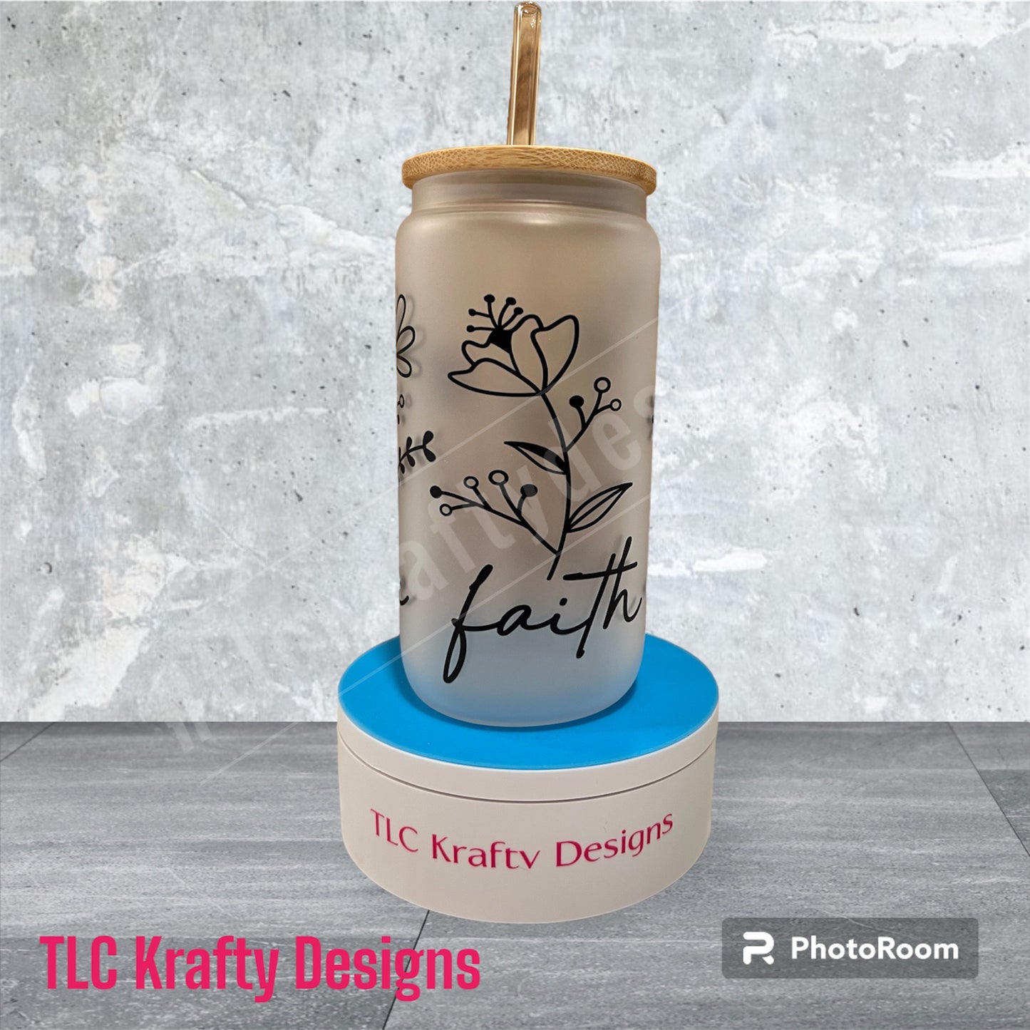 Love Hope Faith Logo Versatile 16oz sublimation frosted cup with a bamboo lid
