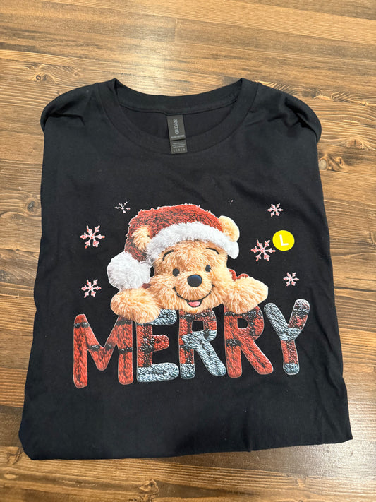 LAST CHANCE Yarn Look Winnie T-Shirt - Whimsical Christmas Long or Short Sleeve Tee CK