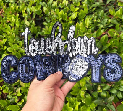 XL Touchdown Cowboys Sequin Patch – Sporty Iron-On / Sew-On Applique CK preorder