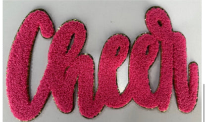 XL Cheer Chenille Patch – Fuzzy Script Letter Patch for Cheer & Dance Apparel (Approx. 10.5”)