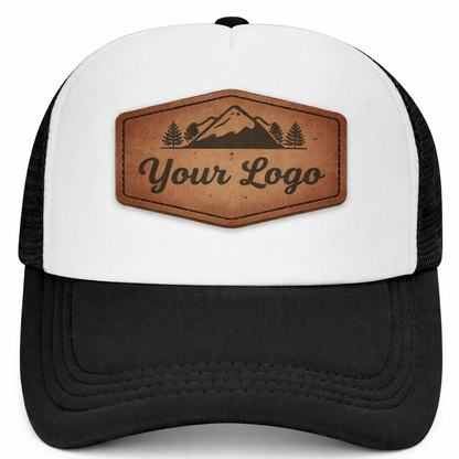 Custom Leatherette Patch Trucker Hats – Engraved Logo Hats for Business, Teams & Events