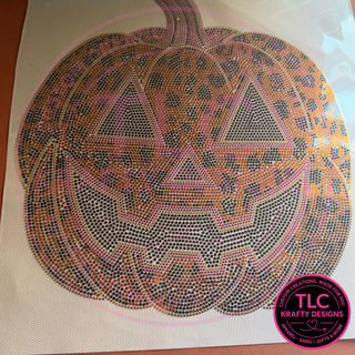 Leopard Jack-O’-Lantern Spangle Transfer Iron-On | Halloween Pumpkin Bling Transfer for Sweatshirts & T-Shirts