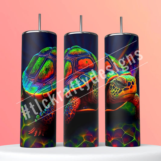 Colorful Turtle Stained Glass image Sublimation 20 oz. Skinny Tumbler
