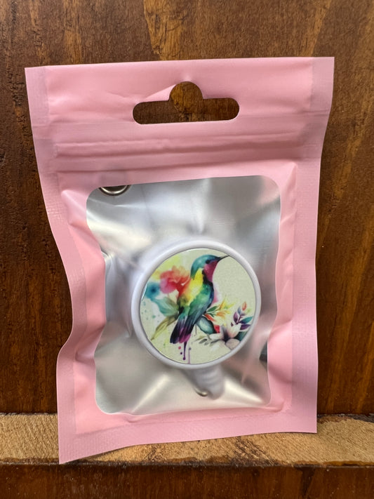 Colorful Watercolor Hummingbird Sublimation Retractable Badge Holder Clip