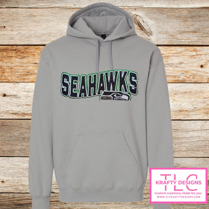 Seattle Football Sequin Patch Hoodie – Team Wear Hoodie LAST CHANCE