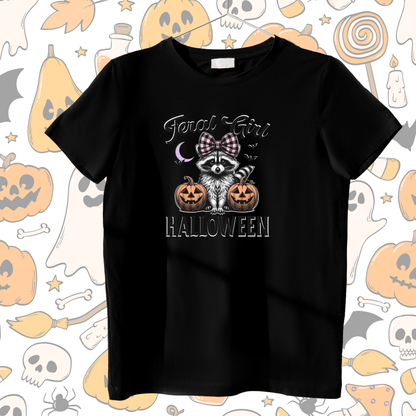 Feral Girl Raccoon Halloween Tee