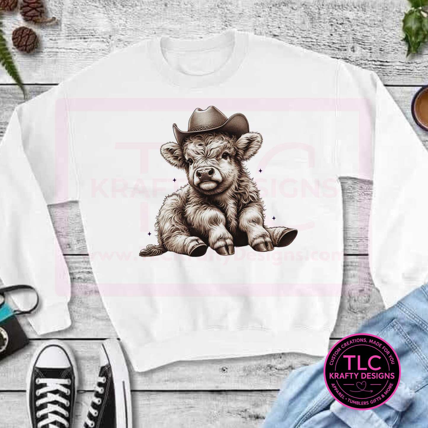 Cowboy Hat Highland Cow Graphic – T-Shirt or Sweatshirt
