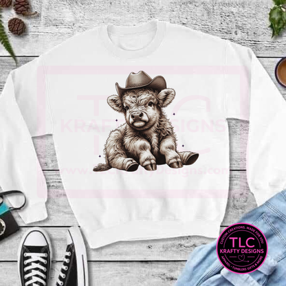 Cowboy Hat Highland Cow Graphic – T-Shirt or Sweatshirt