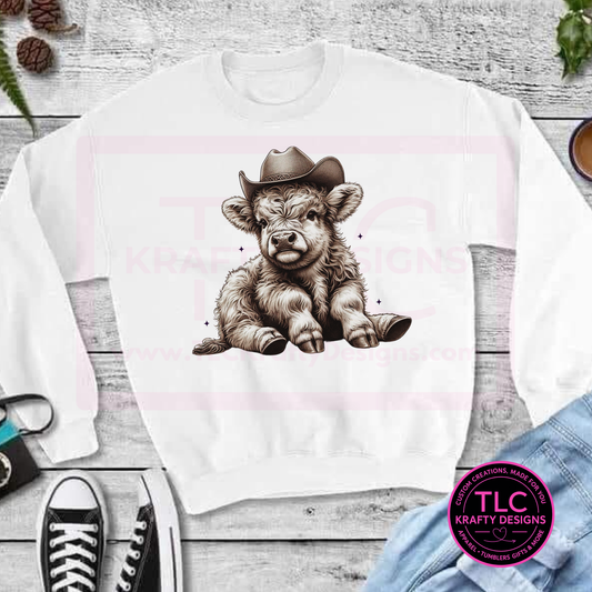 Cowboy Hat Highland Cow Graphic – T-Shirt or Sweatshirt