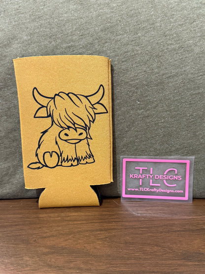 Highland Cow Koozie Slim & Standard Can Cooler