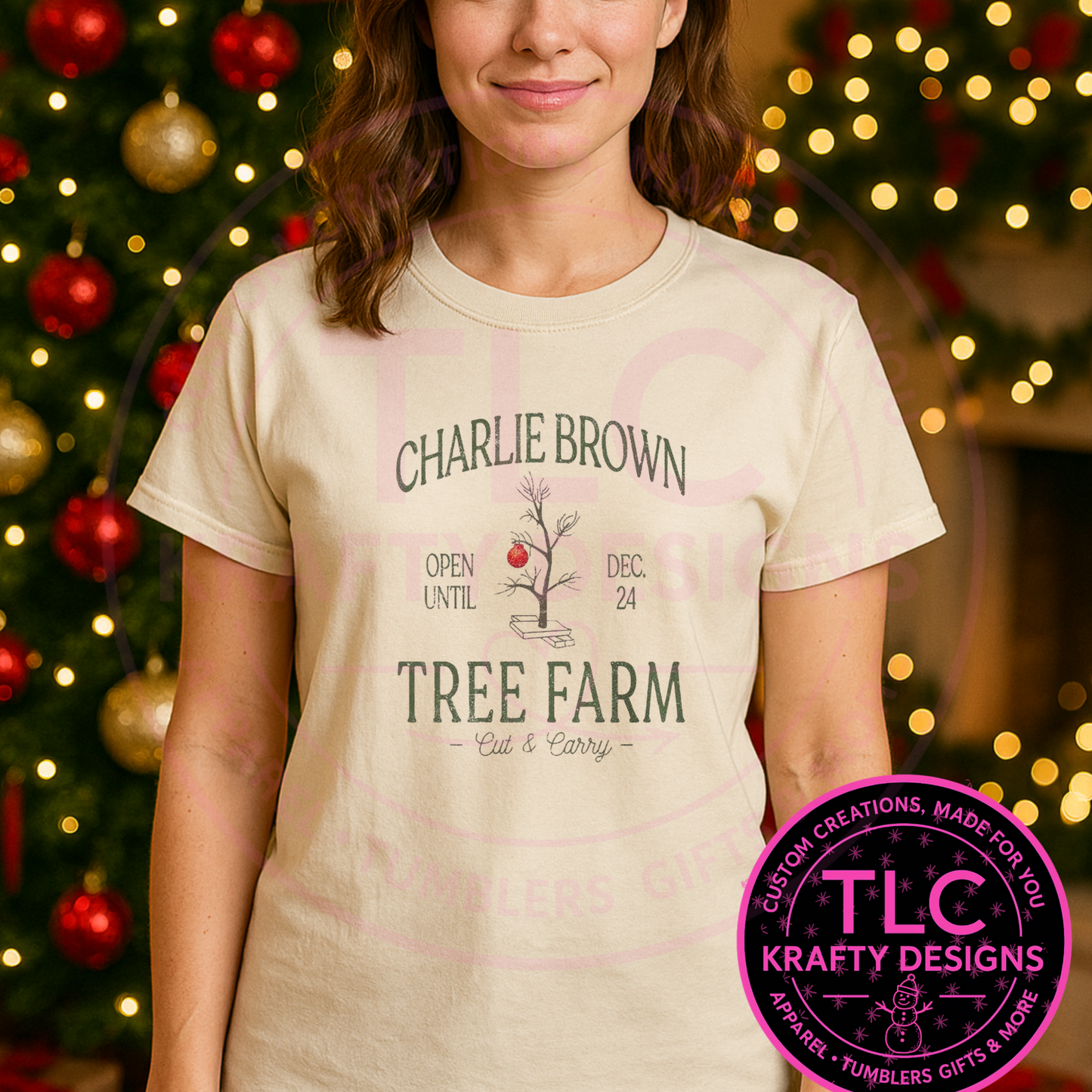 Classic Tree Farm T-Shirt – Vintage Christmas Tee with Minimalist Holiday Tree Design