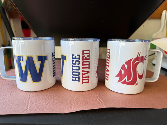 House Divided 12oz Travel Mug – Huskies vs. Cougs